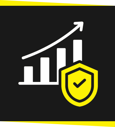 Growth chart with shield icon